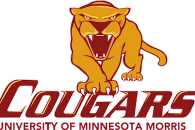 Morris Cougar mascot over text reading 'Cougars University of Minnesota Morris'